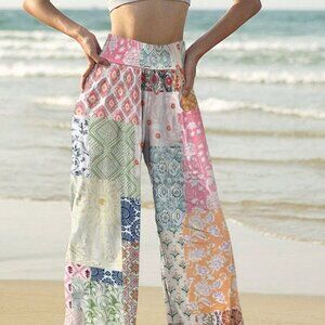 Multicolor Boho Women's Ditsy Floral Print Loose Pants